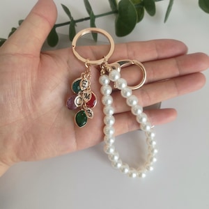 Birthstone Keyring, Pearl Keychains for Women, Personalized Mothers Gift, Birthstone keychain for mama, keychain for mom, mothers day gift