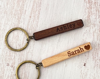 Custom Engraved Wooden Keychain | Handmade Walnut Keychain with Name |Unique Gift for Her/Him| Birthday Present Idea,Friendship Gift for Her
