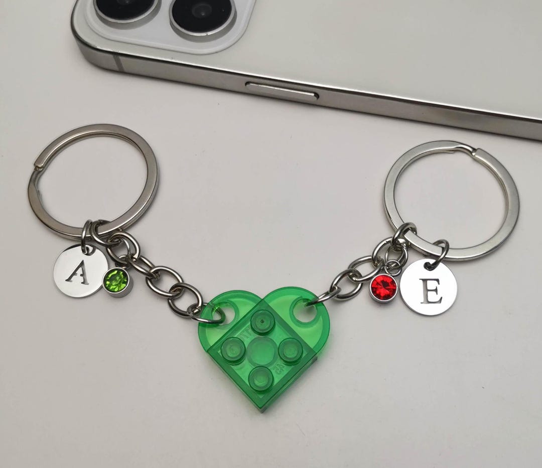 Personalized Initial Name Heart Keychain Set,heart Keychain Set With ...