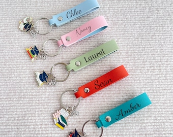 Personalized Leather Graduation Keychain,Gift for Graduate,Graduation Keychain,College Graduation Gift,Graduation Gift for Her,Class of 2025