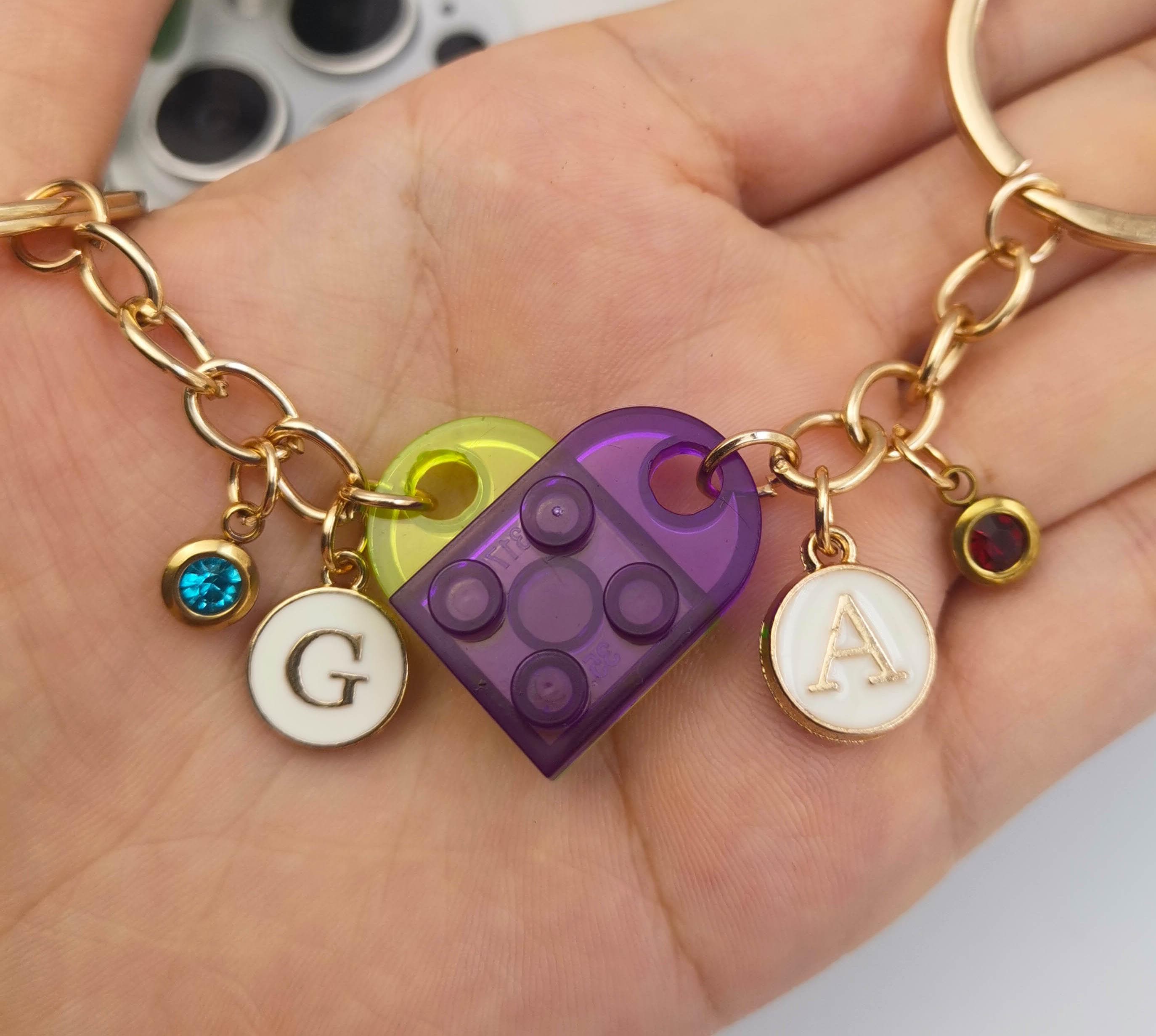Personalisiertes Herz-Schlüsselanhänger-Set mit Initiale, Herz-Schlüsselanhänger-Set mit Initiale, Jubiläumsgeschenk, Geburtstagsgeschenk, passender Paar-Schlüsselanhänger