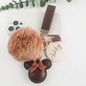 Personalized Name Leather Keychain,Luxury Keychain,Monogrammed Strap Keychain,Cute Wristlet Keyring for Mom,Mom Birthday Gifts