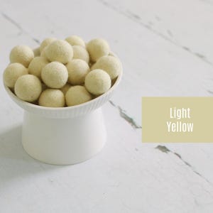 Felt Balls, Felt Pom Pom Balls, Light Yellow Felt Ball, Wool Felt Balls, Felt Ball Garland, Wool Felt Balls, Felt Ball Supplies, 2.5cm Ball