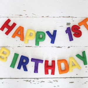 Happy Birthday Banner, Felt Birthday Banner, Reusable Birthday Banner, Birthday Garland, Felt Letters, First Birthday Banner, Party Decor