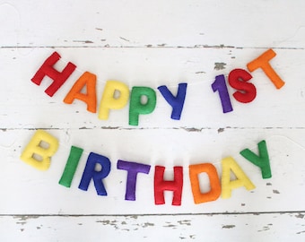 Happy Birthday Banner, Felt Birthday Banner, Reusable Birthday Banner, Birthday Garland, Felt Letters, First Birthday Banner, Party Decor