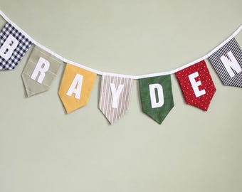 Personalized Fabric Name Banner, Custom Name Banner, Nursery Decor, Playroom Decor, Baby Shower Gift, Custom Kid Name Garland, Name Sign