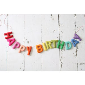 Happy Birthday Banner, Felt Birthday Banner, Reusable Birthday Banner, Birthday Garland, Rainbow Letters, Rainbow Banner, Rainbow Garland