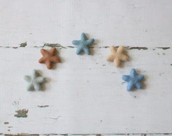 Felt Rainbow Star Set, Felt Hearts, Neutral Stars, Star Photo Prop, Newborn Photo Prop, Star Decor, Blues and Brown Decor, Felt Shape