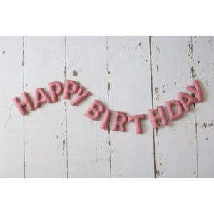 Happy Birthday Banner, Felt Birthday Banner, Reusable Birthday Banner, Birthday Garland, Pink Birthday, Pink Birthday Garland, Pink Letters