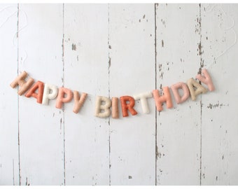 Happy Birthday Banner, Felt Birthday Banner, Reusable Birthday Banner, Birthday Garland, Boho Party Decor, Boho Banner, Boho Garland