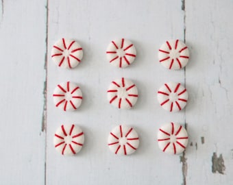 Felt Peppermint Disc, Red and White Peppermint, Felt Holiday Candy, Felt Shapes, Christmas Decoration, Tier Tray Decor, Candy Ornaments