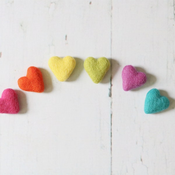 Felt Rainbow Heart Set, Felt Hearts, Rainbow Hearts, Heart Photo Prop, Newborn Photo Prop, Bright Rainbow Decor, Rainbow Decor, Felt Shape