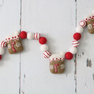 Gingerbread House Felt Garland, Felt Gingerbread House, Gingerbread Garland, Gingerbread House Felt Banner, Christmas Garland, Mantle Decor