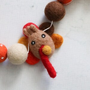 Felt Thanksgiving Banner, Thanksgiving Garland, Turkey Banner, Felt Turkey, Fall Mantle Decor, Turkey Felt Ball Garland, Pom Pom Garland image 4