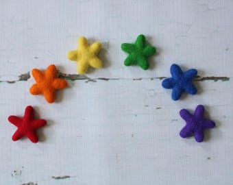 Felt Rainbow Star Set, Felt Hearts, Rainbow Stars, Star Photo Prop, Newborn Photo Prop, Classic Rainbow Decor, Rainbow Decor, Felt Shape