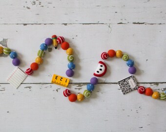 Back to School Felt Ball Garland, First Day Felt Banner, Classroom Banner, Teacher Christmas, Pencil Banner, Pencil Garland, Teacher Gift