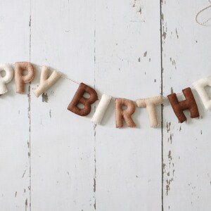 Happy Birthday Banner, Felt Birthday Banner, Reusable Birthday Banner, Birthday Garland, Neutral Birthday, Neutral Birthday Garland image 4
