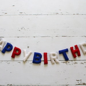 Happy Birthday Banner, Felt Birthday Banner, Reusable Birthday Banner, Neutral Birthday, Patriotic Birthday Garland, Americana Banner