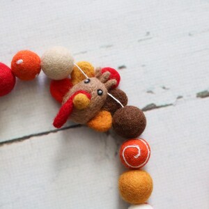 Felt Thanksgiving Banner, Thanksgiving Garland, Turkey Banner, Felt Turkey, Fall Mantle Decor, Turkey Felt Ball Garland, Pom Pom Garland image 3