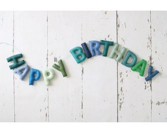 Happy Birthday Banner, Felt Birthday Banner, Reusable Birthday Banner, Birthday Garland, Neutral Birthday, Neutral Birthday Garland