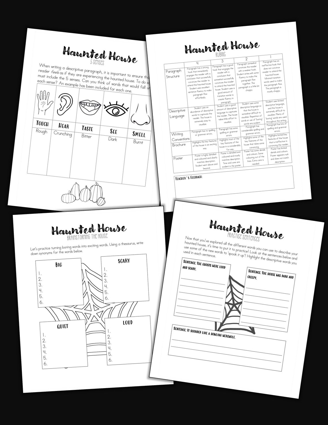 Halloween Descriptive Writing Haunted House With Rubrics Etsy