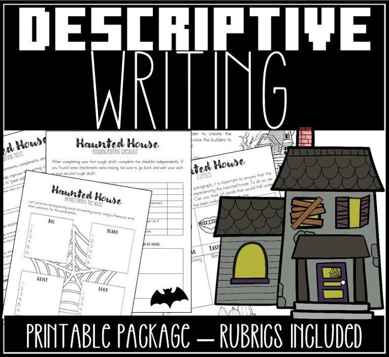 Halloween Descriptive Writing Haunted House With Rubrics Etsy