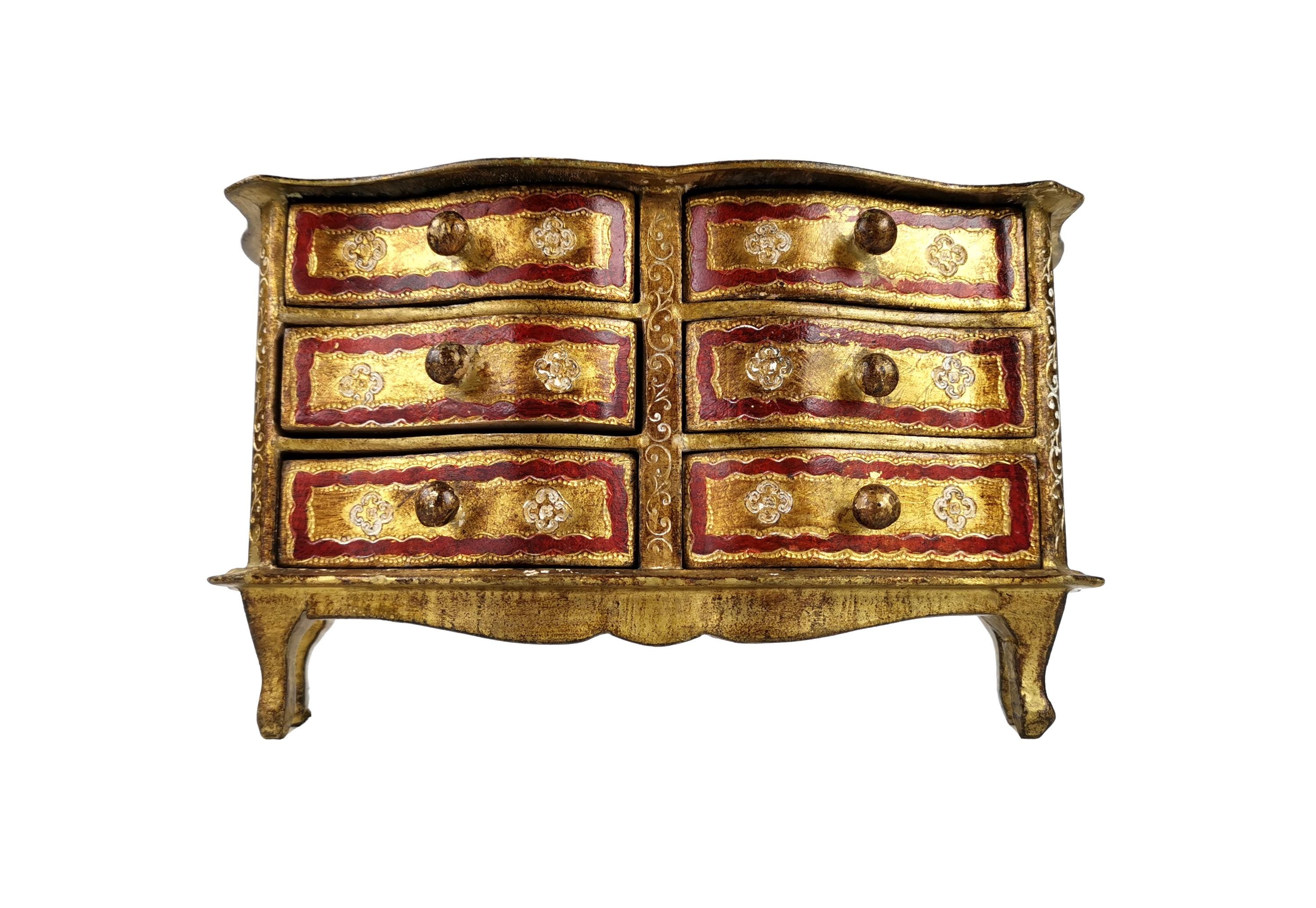 Italian Florentine Chest of 6 Drawers Neo Baroque Dresser Antique Jewelry Box Wedding Gift for Her Rococo Baroque Marie Antoinette Homedecor
