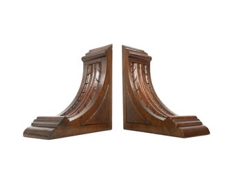 Antique 2 pcs Wall Bracket Hand Carved Wood Corbels Shelf Decorative Wood Pilasters Antiques Bracket for Shelfs Architectural Salvage