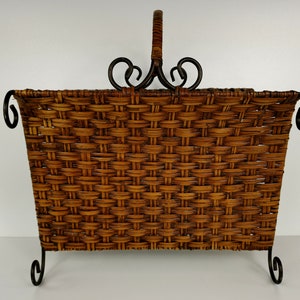French Vintage Magazine Rack Mid Century Journal Basket Hollywood ...