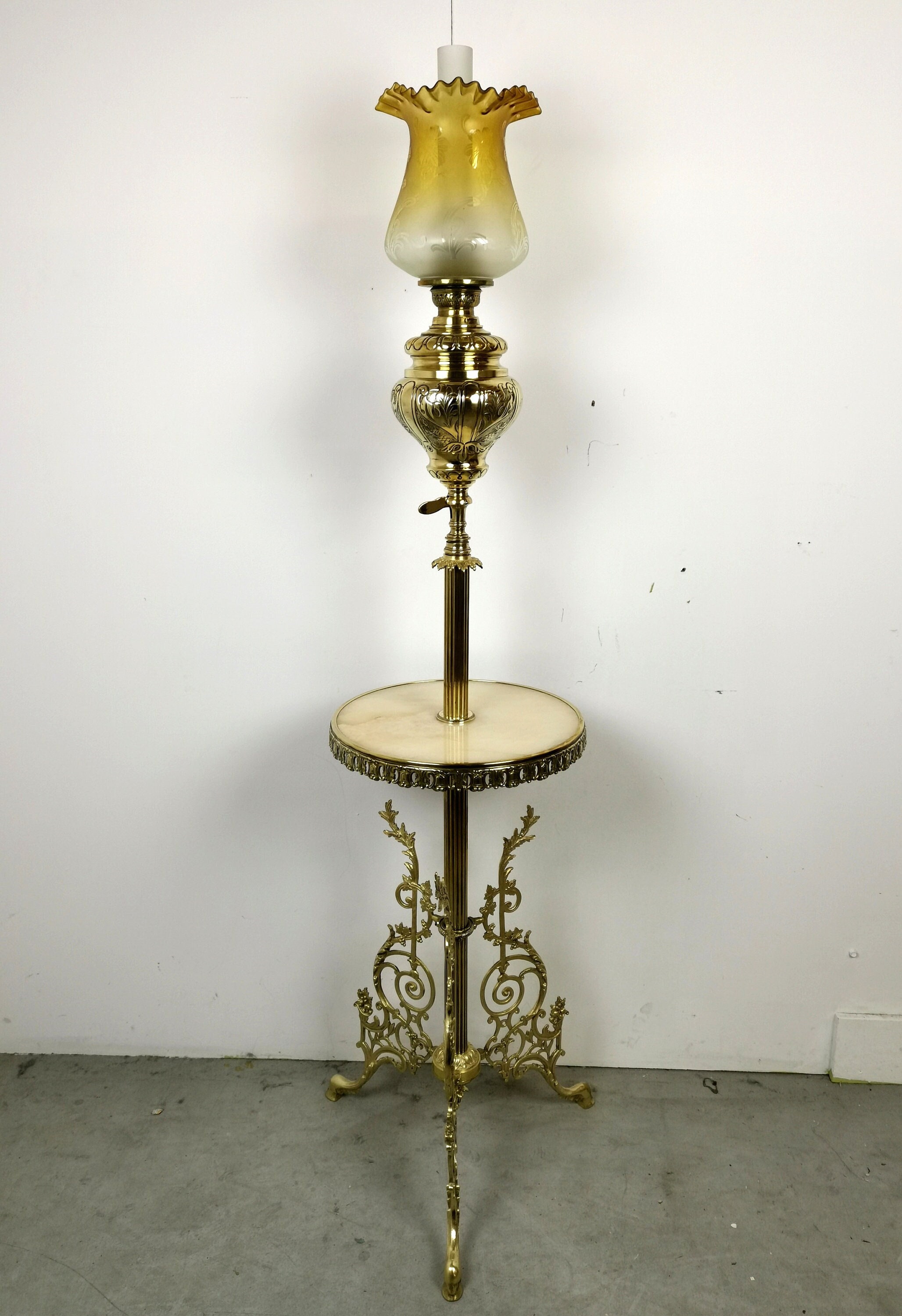Price 1700 Euro French Antique Floor Oil Lamp / Vintage Light 19th
