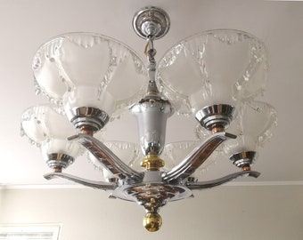 Art Deco French Chandelier / 6 lights / Design Light Modern Lamp Hollywood Regency
