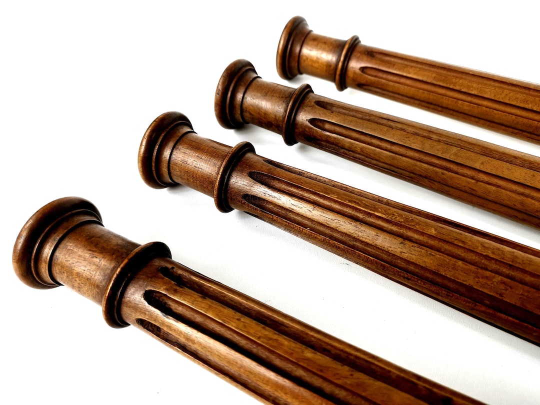 Walnut Columns Antique Walnut Wood Column Set: French Architectural Salvage (4pcs ...