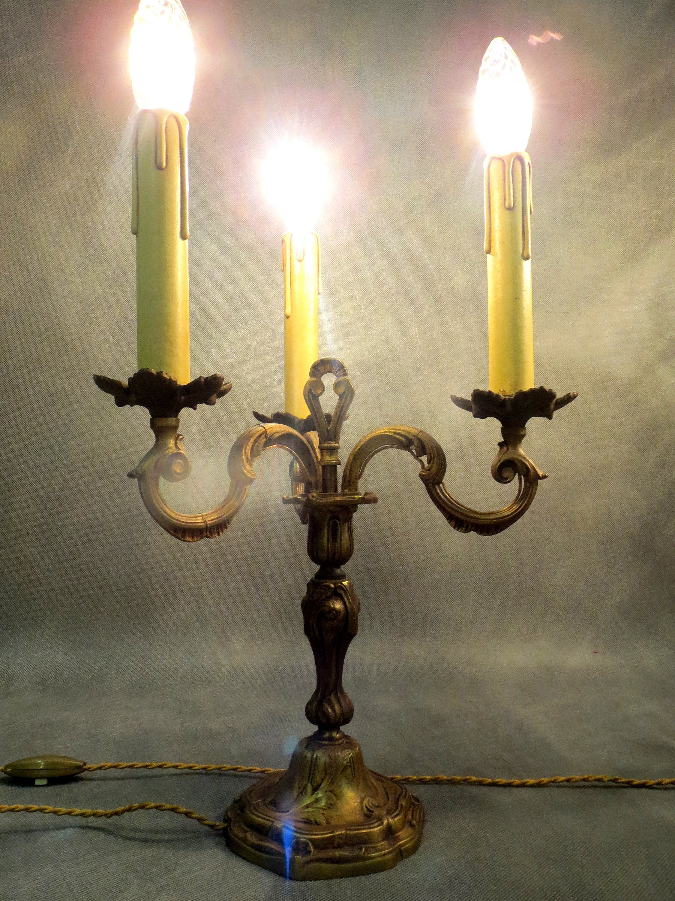 Pair Antique French Lamps Bed Side Lamps Tables Candelabra Vintage