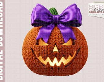 Realistic 3D Crochet Jack-O-Lantern, Pumpkin Design, Halloween Sublimation and Dtf Png Design: (Digital Download)