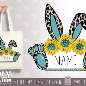 Easter Bunny Ears Name Monogram | Customize with Your Own Name | Leopard | Sublimation | Png