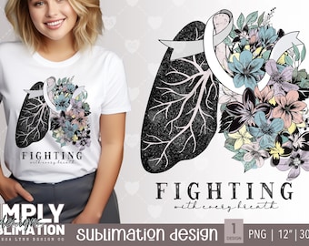 Floral Lungs PNG: Lung Cancer Awareness Design (Digital Download)