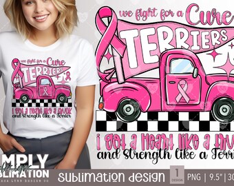 Breast Cancer Awareness Pink Truck PNG: Terrier Mascot Design