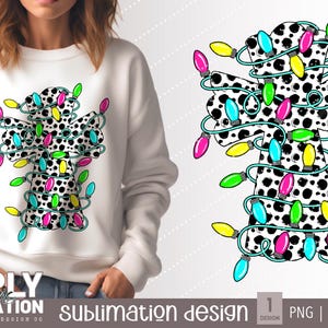 Świąteczny krzyż z kropkami i lampkami świątecznymi | Projekt świąteczny | Projekt koszulki | Projekt sublimacji PNG