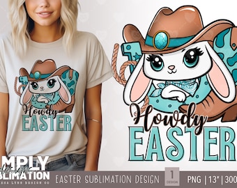 Western Easter Bunny PNG: Howdy Cowboy Design (Digital Download)