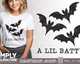Black Bats Embroidered Effect Design: Halloween Sublimation (PNG)