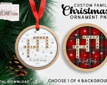 Personalized Scrabble Tile Christmas Ornament | Family Name, Pet Option (Digital Download)