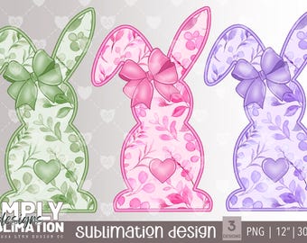 Floral Easter Bunny PNG: Sublimation Designs (Digital Download)