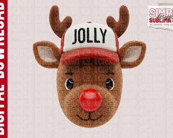 Rudolph Reindeer PNG, Trucker Hat, Jolly Christmas Sublimation (Digital Download)