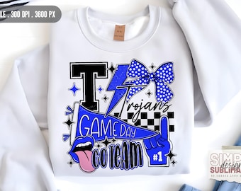 Trojans | Blue | School Mascot | School Spirit | Team Mascot | Team Spirit | Great for Sublimation, DTF, and HTV Vinyl | Png