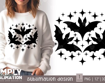 Black Bats Halloween Sublimation Design: Spooky PNG (Digital Download)