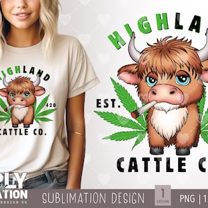 Highland Cattle Co / Vaca apedreada / Hojas de maceta / Diseños para adultos / Sublimación Png