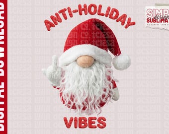 Faux Knitted Yarn 3D Anti Holiday Christmas Gnome Design: Sublimation, Dtf PNG (Digital Download)