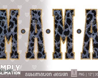Black Glitter Leopard Mama Design: Sublimation PNG (Digital Download)