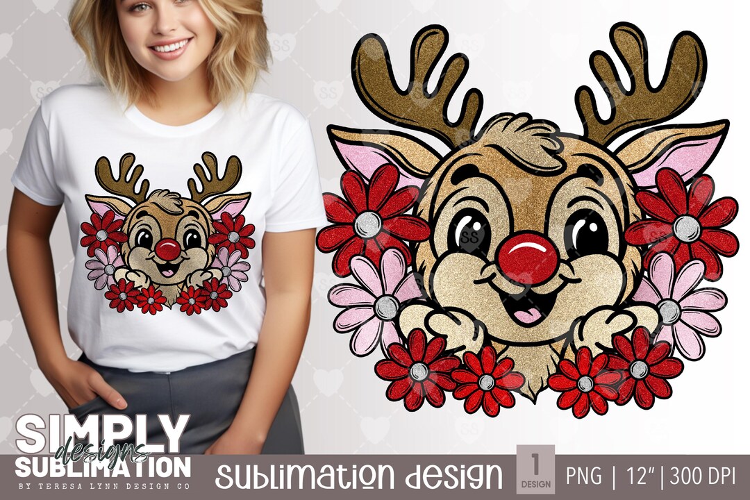 Rudolph the Red Nose Reindeer | Glitter | Christmas Digital Design ...