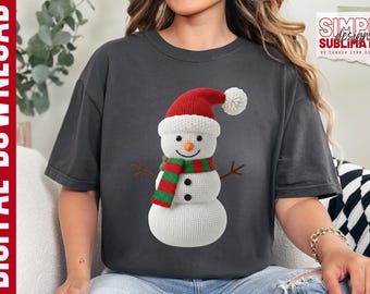 Faux Knitted Yarn 3D Snowman Christmas Design: Sublimation, Dtf PNG (Digital Download)